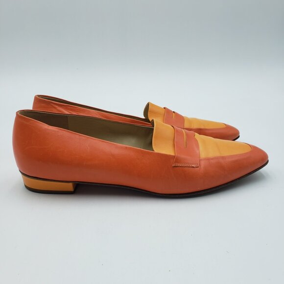 Bally Color Bock Loafers  41 Womens Slip On Ballet Flats Orange - Picture 1 of 9